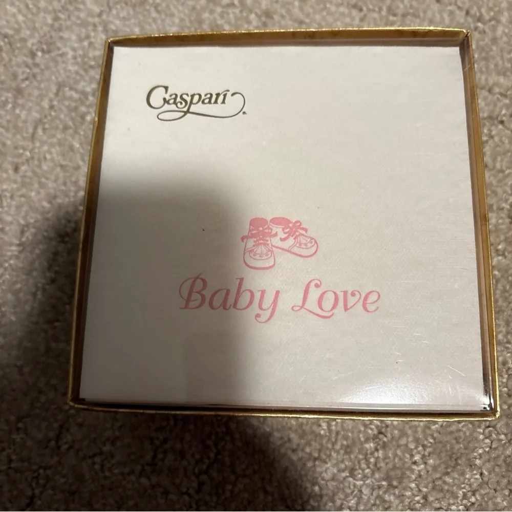 Caspari Napkin Box Cocktail Airlaid Baby Love 30 Ct White Pearl Paper Linen